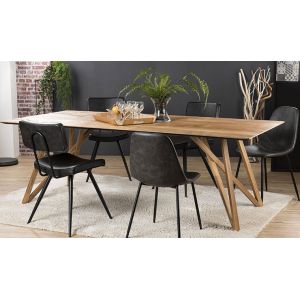 Image de Table à manger Teck recyclé pieds croisés marron L 220 x P 100 x H 75 cm