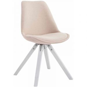 CLP Chaise Toulouse tissu piétement en forme carrée beige Blanc