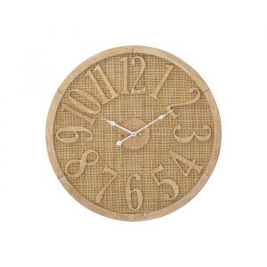 Horloge murale ronde en bois et rotin marron Ø 60x4,5 cm