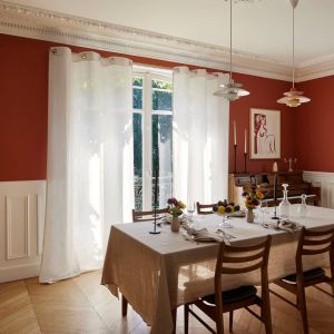 Voilage à Oeillets en lin et polyester Ecru