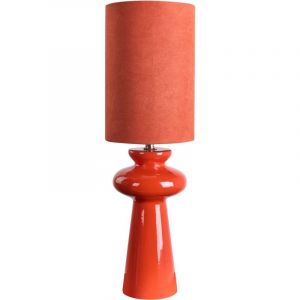 Beliani Lampe de Table &agrave; Poser en Faux Daim avec Abat-Jour Salon Bureau Chambre Couloir Rouge Oteros