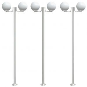 Lampadaires d'extérieur 3 pcs argenté 215 cm acier inoxydable Argent 02_0042558