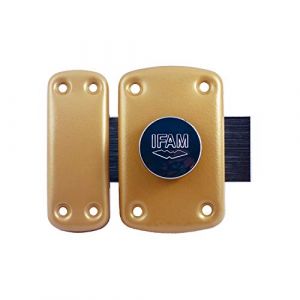 Ifam B6/50 (025360) - Verrou de sécurité pour porte, système d'ouverture bouton/clé, levier de 110 mm et 2 tours, 5 clés de points