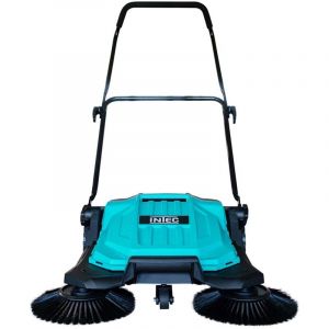 Intec Balayeuse Mecanique manuelle 2 brosses rotatives 27cm Larg de travail 63 cm Bac 20L Allées Terrasses Garage