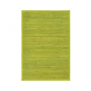 Lot de 2 tapis de sol antidérapant moquette à rayures en bambou coloris vert - Longueur 90 x Profondeur 60 cm -JUANIO-