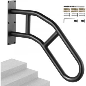VEVOR Main courante d'escalier pour marches extérieures, 813 mm, rampe de sécurité murales U pour 1-3 marches, finition noire mate, rampe d'escalier pour personnes âgées, femmes enceintes, handicapées