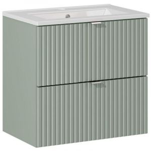 Meuble vasque &agrave; encastrer 60 cm - A tiroirs - Vert Roseau - Livraison gratuite