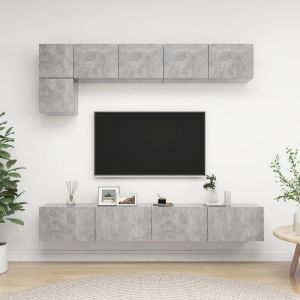 Image de VidaXL Ensemble de meuble tv 5 pcs Gris béton Aggloméré - Gris