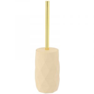 Tendance Brosse wc avec support Beige et Doré - Beige