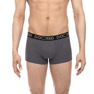 HOM Lot de 3 boxers Basic en coton stretch bleu marine, noir et gris anthracite