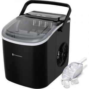 Machine à glaçons - KitchenBrothers - 7-10min - portable avec poignée - pelle à glaçons incluse - Noir