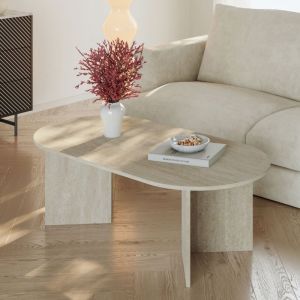 Table basse Kynd 119 x 60 x 40 cm effet travertin [en.casa]