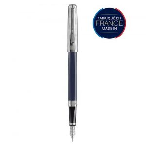 Waterman Exception Deluxe Stylo plume, bleu, finitions plaqu&eacute;es argent, plume moyenne 18K, cartouche d'encre bleue, Coffret cadeau
