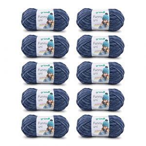 Gründl Funny uni, fil pour aiguilles & crochet (fil chenille à l’aspect velouté 100% polyester, 10 x 100 g / 120 m, grosseur d’aiguilles n° 5 à 6, 10 x 100 g), Marine