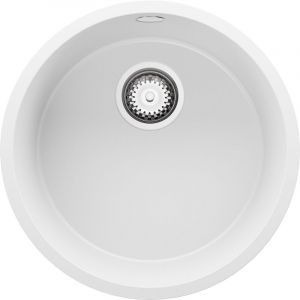 Primagran - Evier Sous Plan Blanc 46x46cm, Evier en Granit 1 bac + Kit de Vidage, Évierau meuble 50cm - La Valette de