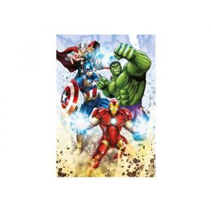 Marvel - puzzle enfant 60 pieces grands super heros avengers : hulk captain america iron man thor - set puzzle garcon + carte