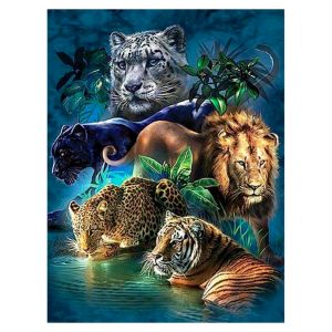 Broderie Diamant 40 x 50 cm Animaux de la Jungle