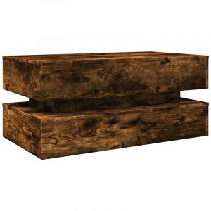 VidaXL Table Basse Avec Lumières Led Chêne Fumé 90x50x40 Cm