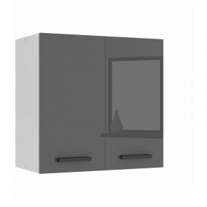 BELINI Meuble Haut Cuisine SG2-60, 2 Portes, T:29,6x60x58 cm, Armoire Murale avec Poignée en Métal, argent très brillant