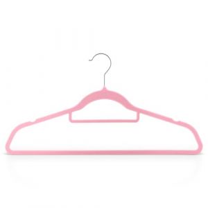 Massido Lot de 20 cintres antidérapants en Velours - Pivotants à 360 ° - Crochets en Acier - Rainures d'épaule intégrées - Rose