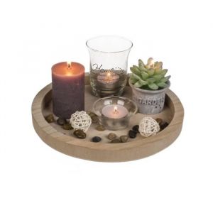 Out Of The Blue Assiette en Bois d&eacute;corative Bougie Nature