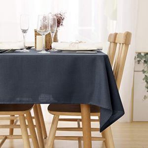 Nappe Imperm&eacute;able Rectangulaire Effet Lin pour Table de Jardin, 1pieces, 140x240 cm, Gris Fonce - Gris Fonce - Deconovo