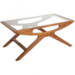 Table basse en bois de manguier et verre Alina