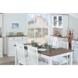 Socoa - Ensemble Table 160cm + Buffet + Vaisselier 4 Portes