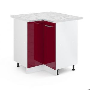 Meuble bas d'angle „R-Line“ 87cm Bordeaux brillant/Blanc Vicco