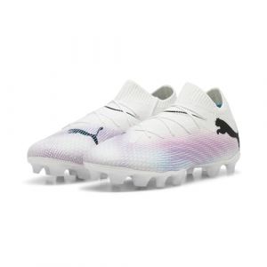 Puma Unisex Youth Future 7 Pro Fg/Ag Jr Soccer Shoes White Black-Poison Pink, 28 EU