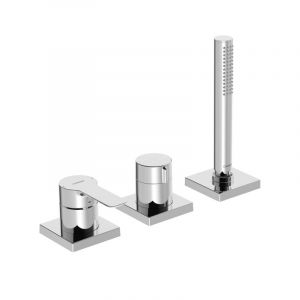 Hansa Ligna robinetterie de baignoire, set de finition, avec dispositif de s&eacute;curit&eacute;, rosaces carr&eacute;es, 06439493 - 06439493