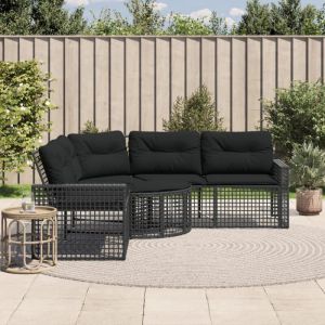 VidaXL Canap&eacute; de jardin et coussins et repose pied en forme de L rotin