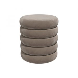 Pouf en velours taupe ECAMBI