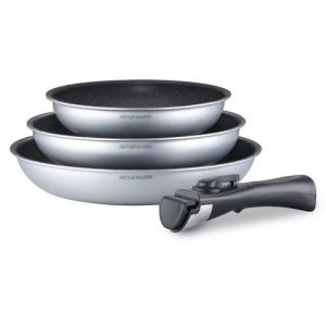 Set de 3 Poêles tous feux Arthur Martin 20-24-28 cm avec poignée argenté
