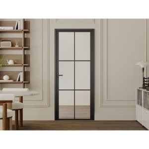 Bloc porte r&eacute;versible en aluminium et verre tremp&eacute; - H204 x L73 cm - SEROTO