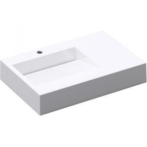 Image de Mai & Mai Lavabo suspendu blanc 75cm vasque à poser avec partie rangement lave mains rectangulaire Col11 75x50x13cm