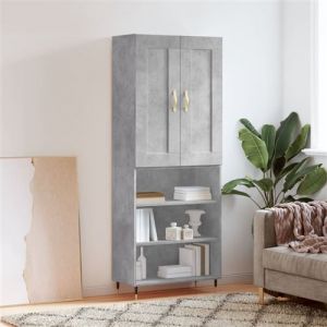 VidaXL Buffet haut Gris béton 69,5x34x180 cm Bois d'ingénierie