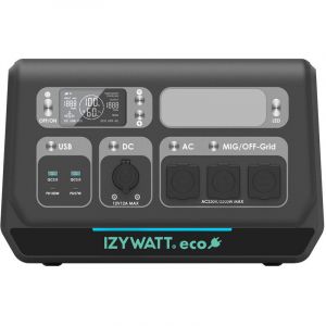 Orium Station &eacute;lectrique portable IZYWATT.eco 2048Wh / 2200W + fonction injection r&eacute;seau r&eacute;glable 0-800W