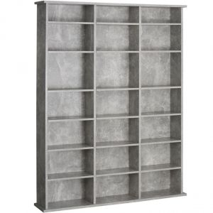 Image de Armoire étagère bibliot que rangement CD / DVD meuble de rangement 136,5 cm gris 08_0000230