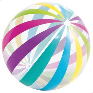 Intex Maxi Ballon de plage gonflable fun et colore Diametre Geant XXL 107 cm Jeu d eau piscine Set Balle de jeu jumbo et carte