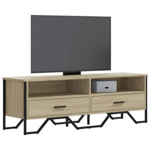 VidaXL Meuble TV ch&ecirc;ne sonoma 122x34x41 cm bois d'ing&eacute;nierie, support TV, buffet TV, meuble multim&eacute;dia, banc TV, meuble hifi, centre de divertissement
