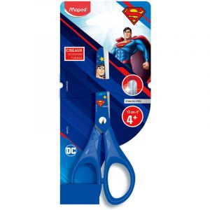 Maped Ciseaux Pulse Superman 13cm - Anneaux Ergonomiques - Découpe Haute Qualité - Ciseaux Enfants Bouts Ronds, Dès 4 Ans - Couleur Bleu