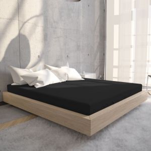 Home Care Drap housse uni simple jersey 135 gr/m&sup2; - 140 x 200 cm - noir