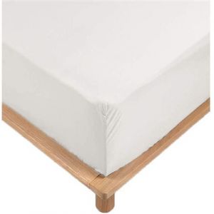 Drap Housse Percale 90x190 cm Bonnet 30 cm Ecru Linge
