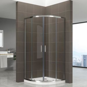 TIBY Cabine de douche coulissante H 190 cm 1-4 de cercle verre transparent 100 x 100 cm