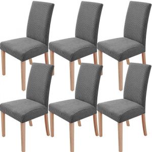 Image de Litreve - 6 Pcs Housses de Chaise Couverture de Chaise de Salle à Manger Extensible Protection de Chaise Gris