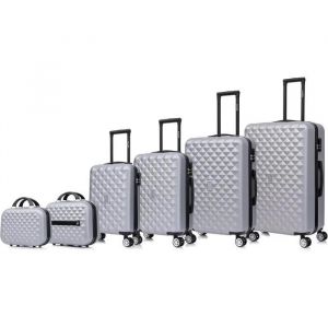 Celims France France - Set de Valises 6 Pièces | Bagage à Main + Cabine + Moyenne + Grande + 2 Vanity | Gris