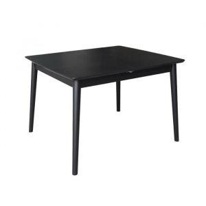 Table &agrave; manger rectangulaire extensible bois dh&eacute;v&eacute;a et placage ch&ecirc;ne noir 4-6 places - 110/140 x 100 x 75 cm - Lina