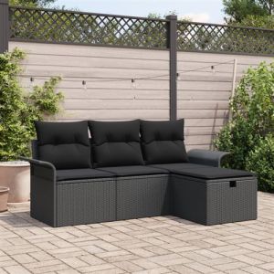 Salon de jardin modulable Vidaxl rotin 4 pieces 2 personnes