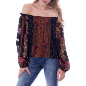 Image de Desigual Blouse &agrave; manches longues et imprim&eacute; fantaisie Noir - Taille 36